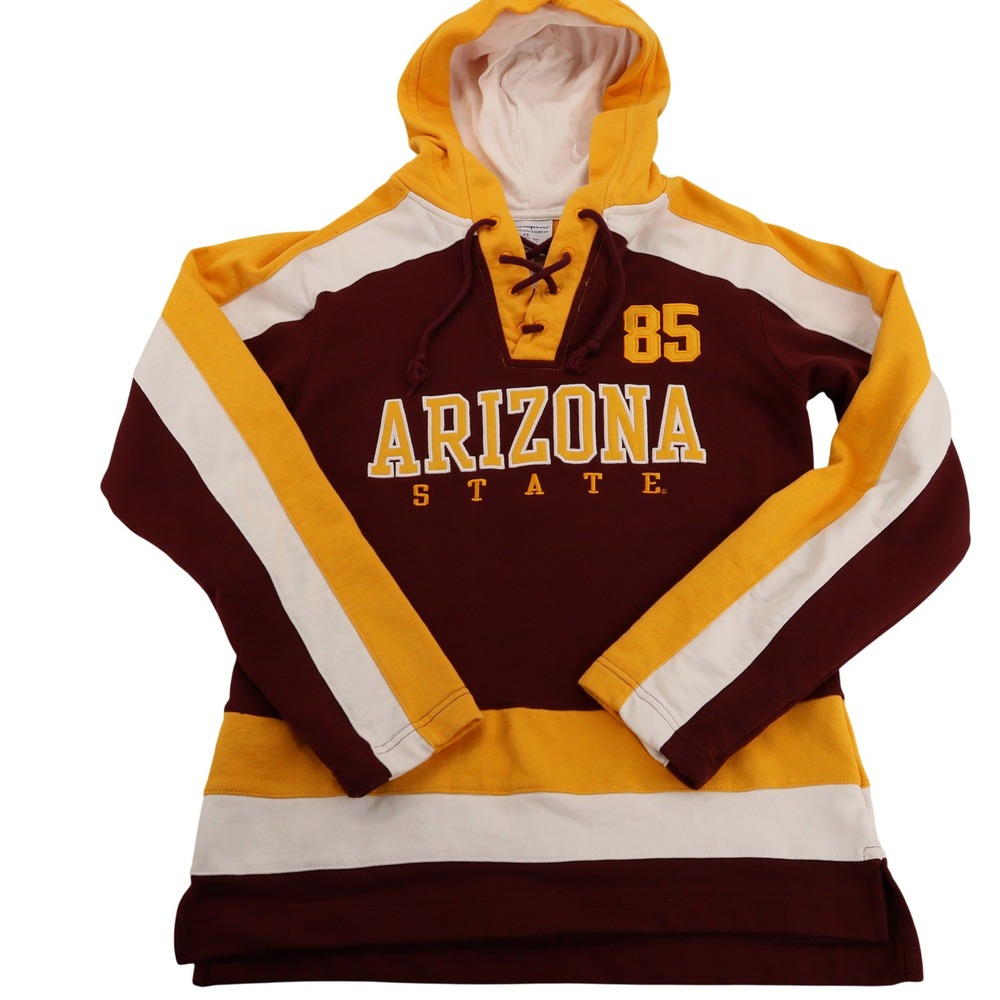 Champion Arizona State Sun Devils Lace Up Hoodie Maroon Gold XS Hockey Style